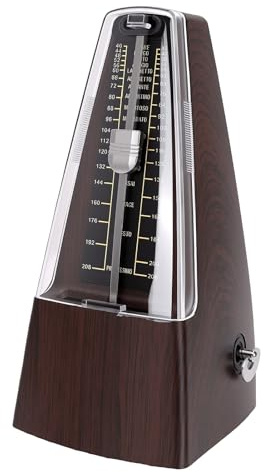 Garsent Deep Wood Grain Mekanisk Metronom för Piano Gitarr Violin, Batterifri Tempo Metronome 40-208 BPM med Valbara Taktslag, Bärbar Musik Practice Metronome för Barn Vuxna