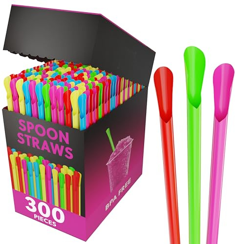 Sno-Cone Spoon Straws (400, Mixed Neon)