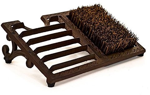 Garden Mile Rustic 3 in 1 Brown Wellington Boot Scraper with Brush and Boot Jack - Vintage Cast Iron Ornate Dirty Remover Tools - Ideal for Indoor Outdoor Boot and Shoe Cleaner Footwear Accessories