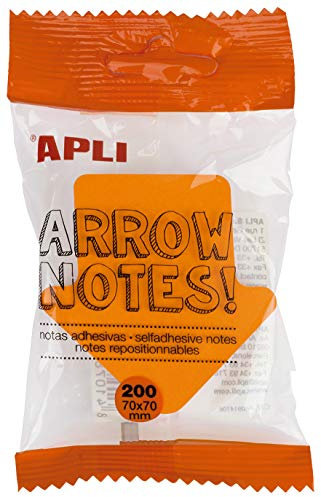 APLI 16276 – Notes adhésives flèche 70 x 70 mm Bloc de 200 feuilles 4 couleurs assorties fluorescentes