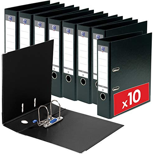 Oxford Akten-Ordner A4, smart Pro plus, 8 cm breit, Kunststoff Ordner, schwarz, 10 Stück