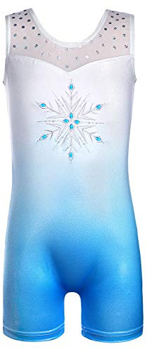 HOZIY Gymnastics Leotards for Toddler Girls 2t 3t Outfits Dance Bodysuits Freeze Snowflake Blue Diamonds Sparkles Biketard Leotard With Shorts