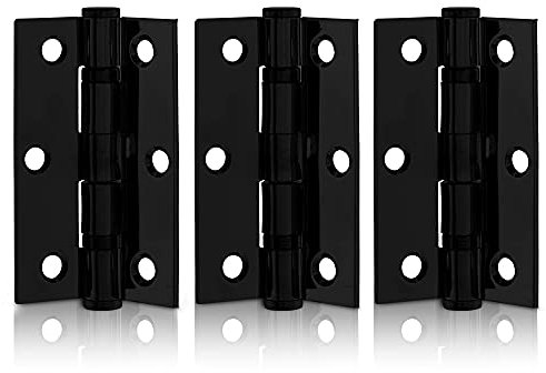 XFORT 3 Inch (75mm) Matt Black Ball Bearing Hinges, Steel Door Hinge for Wooden Doors (1.5 Pairs)