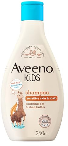 Aveeno Baby Shampoo per bambini da 250 ml, arricchito con avena lenitiva e burro di karité, shampoo per bambini sviluppato per il tuo piccolo supereroe, set di articoli da toeletta per bambini