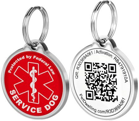 Pet Dwelling Service Animal QR-Code-ID-Tag – Service Dog Tags: Sofortiger Online-Profilzugriff und Scan-Standort-E-Mail-Benachrichtigungen