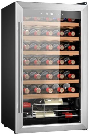 Cecotec Cave à vin 34 bouteilles Bolero grandsommelier 34030 inox compressor, 80 L, Refroidissement par compresseur, Température réglable de 5 à 18°C, Commande tactile, Affichage, LED intérieur.
