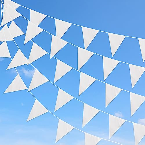 Striscione impermeabile in tessuto di nylon riutilizzabile da 66 piedi, con 52 bandiere bianche solide, per la decorazione della festa della mamma in giardino