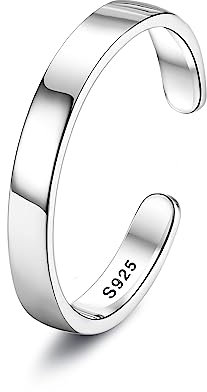 Chriscoco 925 Silber Ringe für Damen Verstellbare Ring Bandring Verlobungsring Eheringe Daumenring Verstellbar Offener Ring für Damen Herren 3MM