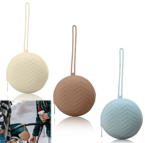 HOMURY Silikon Schnullerbox Mädchen Junge: Silikon Schnuller Beute,BPA-Freiem Schnullertasche,Silikon Baby Schnullertasche,Silikon Schnullerbox Tragbare,Silikon Schnullerbox (Blau/Kaffee/Sahne)