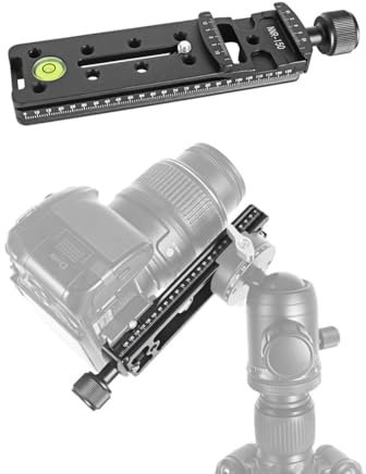 Camera Rail Nodal Slide Quick Release Plate Clamp, 150mm 1/4in Thread Camera Bracket Mount with Bubble Level for Arca Swiss Tripod