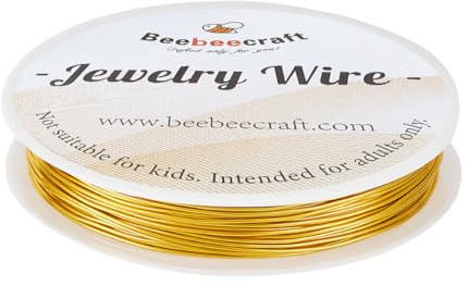 Beebeecraft Real 18K Gold Plated Brass Wire 20 Gauge/0.8mm Copper Wire Metal Jewelry Wires for Jewelry Making Supplies Bracelets Necklaces Crafts 49 Feet/15m