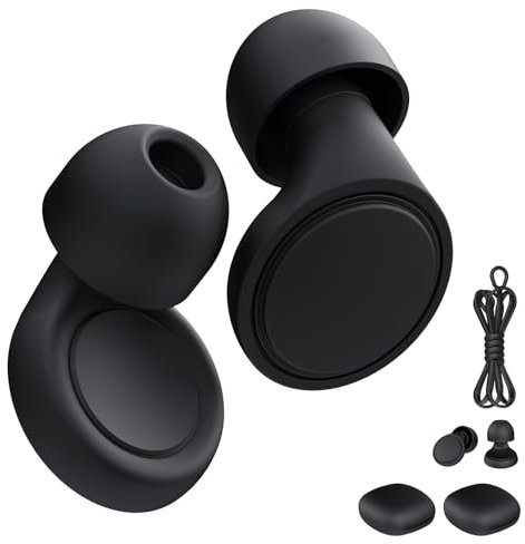 Jayine 2 Paar Ohrstöpsel zum Schlafen, weiche Vollsilikon Ohrenstöpsel geräuschreduzierende 25dB, wiederverwendbare Gehörschutz Ohrstöpsel für Konzert, Fokus, Reisen - 8 Ohrspitzen in S/M/L - Schwarz