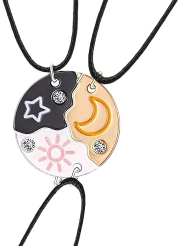 3 Pezzi Bff Collana Amicizia a Tre, Catena Collana Donna Argento, Cristallo Ciondolo Collana Stella Mezzaluna Sole, Collana dell Amicizia per 3 Ragazzi per Regalo Donna Laurea Compleanno Regali Amica