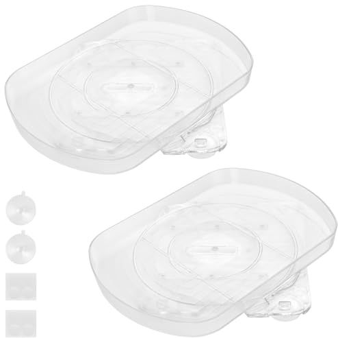 SINJEUN 2 PCS 40 x 28cm Clear Lazy Susan Turntable, Rotatable 360°Clear Fridge Organisers Storage, Rectangle Lazy Susan Organizer for Cabinet Fridge
