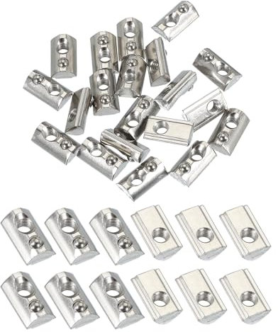 PATIKIL 3030 Series M6 t Slot Nuts, 20pcs Roll-in Spring Ball Loaded Elastic Nuts with 7.5mm Slot for Aluminum Extrusion Profile Rail 3D Printer, Silver