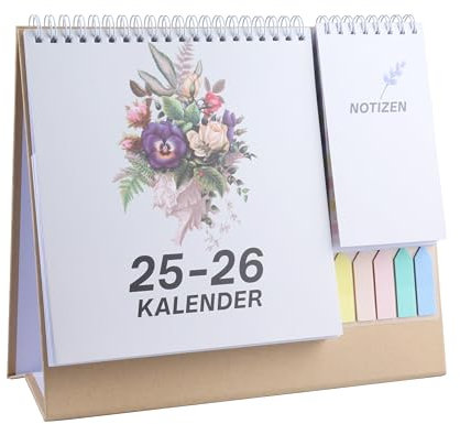 AMO HERMOSO Tischkalender von Juli 2025 bis Juni 2026 Kalender Monatsübersicht, Schreibtischkalender Monatskalender mit Mini Notizen und farbigen Etiketten, To-Do-Liste, Feiertagen