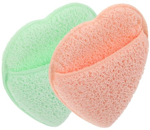 HIAKDOFT 2pièces Éponge De Nettoyage Visage Réutilisable Démaquillant Lot De Orange Vert Exfoliation Douce Et Mousse Abondante Pour Maquillage Et Nettoyage Visage Pour Voyage