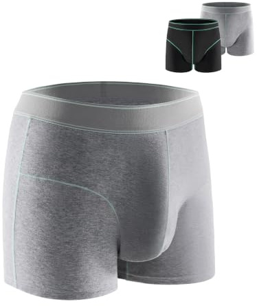 2 Pack Carer Washable Incontinence Underwear for Men, Black/Gray, S | 100ml Front Absorbency for Light to Moderate Leaks, Soft Cotton, Reusable Washable Mens Urinary Boxer Briefs,4-Layer Protect