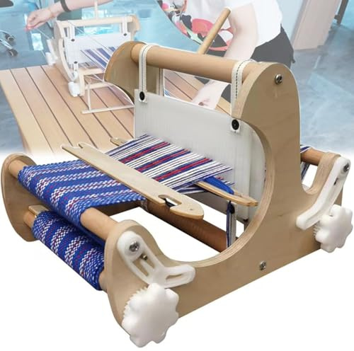 hocvseo Tabletop Wooden Weaving Loom Kit, DIY Hand-Knitting Weaving Machine, Weaving Width 20CM, Adjustable Density, Weaving Frame Loom, for Kids Adults Beginners