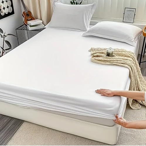MK Home Textile 100% Egyptian Cotton Fitted Sheet 600 Thread Count Extra Deep 40cm – Double, King, Super King – White or Grey – Soft, Breathable, Hotel Quality Bedding (White, King)