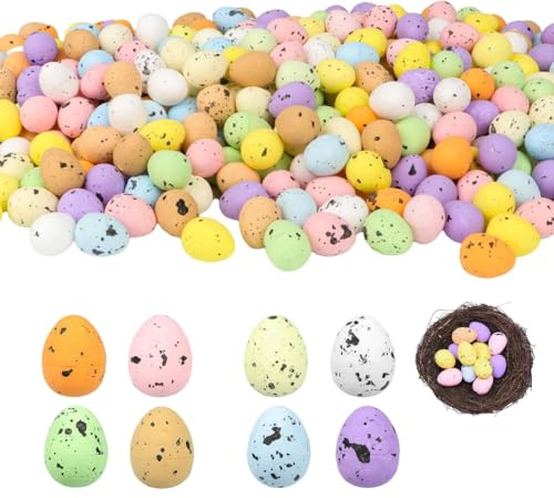HAGNA 100Pcs Uova Colorate Pasquali, Mini Uova Pasquali Artigianali Di Schiuma Decorazione, Pasqua Decorazioni Centrotavola Pasqua Regali Bambini Fai Da Te