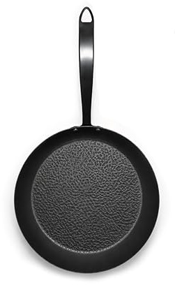 Pentole Agnelli Padella in Ferro Nitrurato, Serie Ferro/Iron 1907, Manico Inox PVD Nero, adatta a induzione e tutti i piani cottura (28 cm)