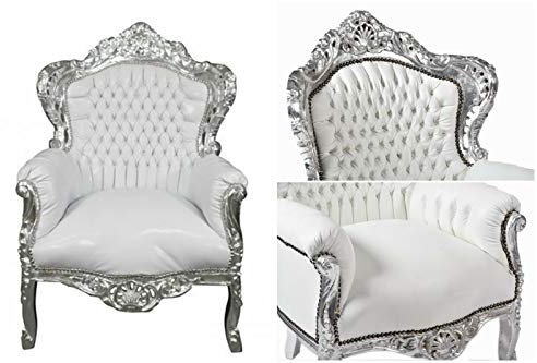 MAXIOCCASIONI Baroque armchair large silver white
