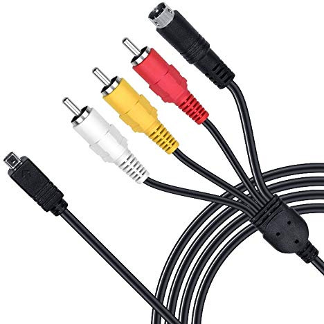 5 Feet AV A/V Audio Video TV-Out Cable Cord for Sony Camcorder Handycam DCR-HC28/e DCR-SX85/v/e/l SX85/b/r and More Models