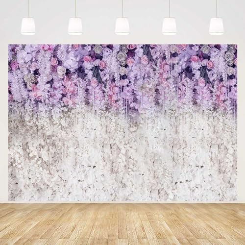 MEHOFOND 7x5ft Lavanda y Blanco Floral para Despedida de Soltera,Estudio de Fotos,Accesorios,Morado Claro,Lila,fotografía de Boda,telón de Fondo para niña,Retrato de bebé,Ducha,Fiesta de cumpleaños