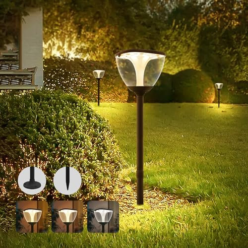 duowelly Lampione Solare Led Esterno con Palo,LED Luci Solari per Sentieri IP65 Impermeabile,Wireless Luce Solare con 3 Modalità，per Patio, Cortile,Vialetto,Percorso,83CM Alluminio(1 Pack)