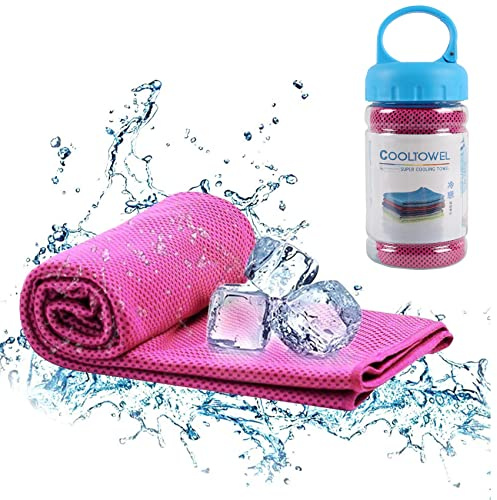 iJiZuo Cooling Towel, Mikrofaser Handtuch Sofortige Relief Eiskalt Kühlen Handtuch Atmungsaktives Mesh Schweißsaugfähig, für Sport Freizeit Zum Laufen, Yoga, Golf, Wandern (Rosenrot)