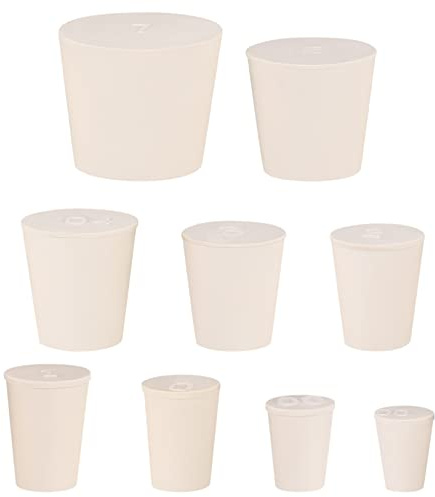 30 stycken Gummiproppar, vita gummipropplar, labbpluggar, koniska gummiproppar, rör- och flaskstopp, 9 olika storlekar