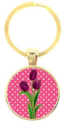 Porte-clés Verre - Tulipes, golden/e
