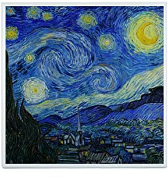Fabulous Piastrella in ceramica decorativa 10,8 x 10,8 cm - Vincent van Gogh Notte Stellata Pittura Arte