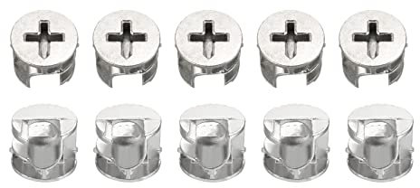 DTGN 15x12mm(DxH) Came Serrure Écrou - Paquet 10 - Bonne pour Bois Armoire Table Bibliothèque - Meuble Came Raccords Connecteurs - Argenté