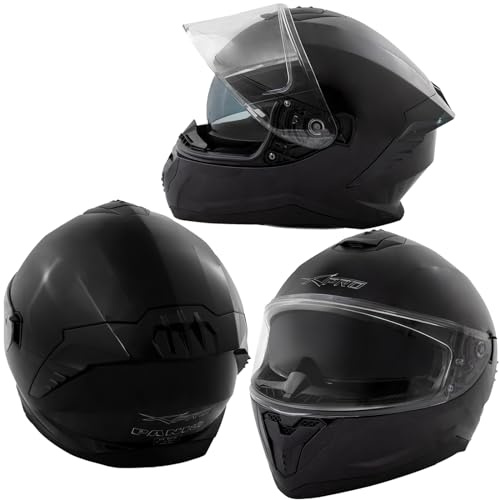 Integralhjälm, motorcykelhjälm, sparkhjälm, innersolskydd, hjälm, svart, XL