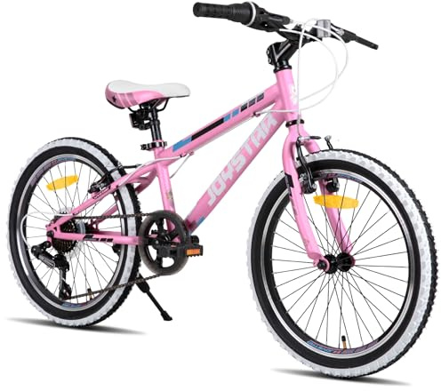 JOYSTAR Lubbock, vélo pour Enfants de 20 Pouces pour garçons et Filles de 6 à 10 Ans, VTT Semi-Rigide pour Enfants à 7 Vitesses, Rose