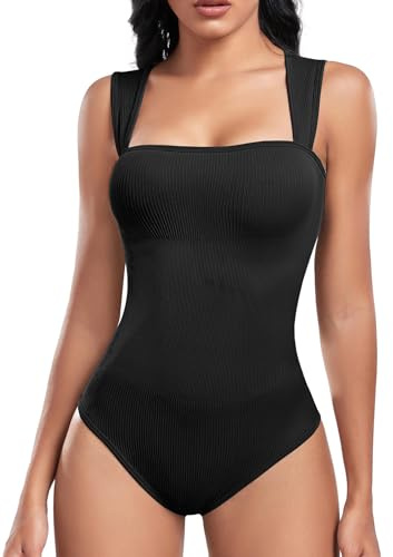 Tuopuda Body Contenitivo Modellante Donna Body Shaper Bodysuit Guaina Contenitiva Shapewear Intimo Snellente Pancia Piatta Dimagrante Shaping Addominale Compressione Canotta Canottiera, Nero, L