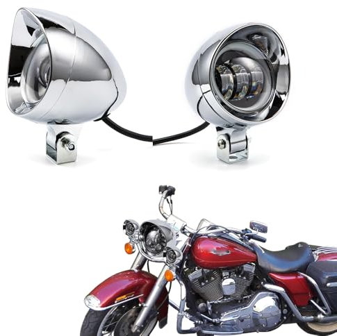 evomosa Moto Fendinebbia 3'' LED 12V Bianco Ambra DRL Lampada Ausiliaria Faro per Cruiser Chopper Cafe Racer ATV SUV