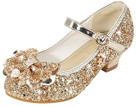 Zapatos de tacón alto con lentejuelas de tacón bajo para niños con brillo latino zapatos de baile lindos y elegantes zapatos con purpurina antideslizantes suela suave zapatos de tacón elegantes
