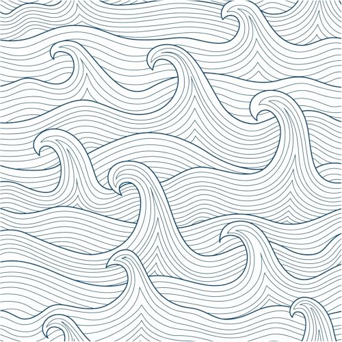 ICYEHAO Papier peint autocollant à rayures bleues 44x500 cm motif géométrique vague marine pour chambre à coucher salon salle de bain