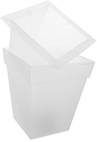 HAKIDZEL Data [ Lampada Solare Da Fioriera Quadrata in Plastica, Vaso Di Fiori Decorativo Luminoso Da Giardino, Piccolo Vaso Da Esterno Luce Bianca Alimentato Ad Energia Solare Per Cortile e Patio