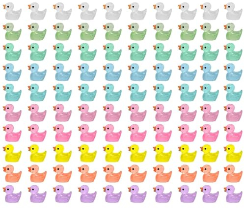 100PCS Small Resin Mini Ducks, Resin Duck Figurines for Aquarium Micro Garden Dollhouse Tabletop and Plant Pot Decorations