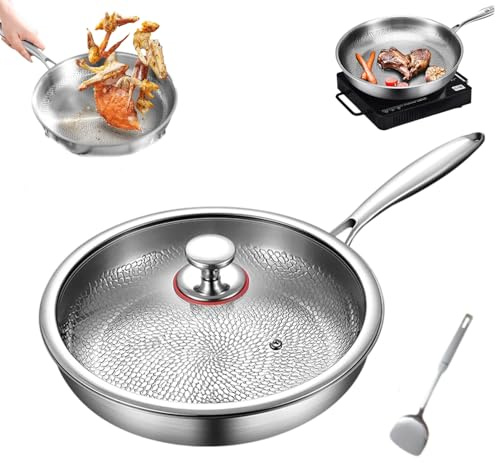 30 cm nonstick-stekpanna i ren titan – PFOA- och PTFE-fri, reptålig, snabb uppvärmning, säker för alla spishällar, perfekt köksredskap