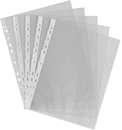 Bolsillos perforados transparentes A4 archivos de plástico transparente carpetas de anillas archivador protector de hojas 100 Uds