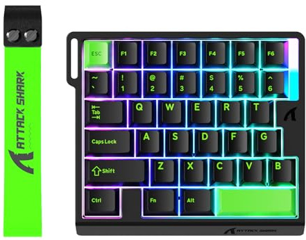 ATTACK SHARK M36 HE Teclado Gaming Manual interruptores magnéticos, tasa sondeo 8000Hz, RT 0,01mm, amortiguación 5 Capas Sonido HiFi, escaneo 128K, latencia 0,125ms, (Negro Verde)