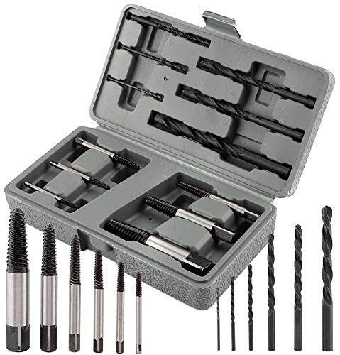 AOWINHIT 12 St Heavy Duty Skruvextraktionsset för Att Ta Bort Skadade Skruvar och Bultar Från trä och Metall - HSS-material
