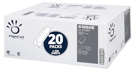 Papernet - V-faltiges Handtuch 416608, 5.000 Einweghandtücher aus Papier, hochbeständig, 2 Lagen, offene Größe 23x24,5 cm