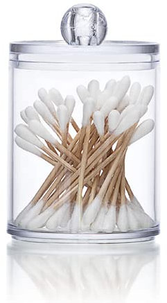 YUYTE Porta Cotton Fioc, Tamponi Acrilici Scatola, Organizzatore per Bastoncini di Cotone per Trucco, Salvaspazio, per Riporre e Organizzare La Toletta (Bianco)