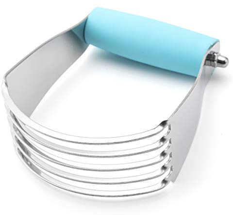 Spring Chef Dough Blender, Top Professional Pastry Cutter, Heavy Duty Baking Tool with Stainless Steel Blades, Medium Size, Aqua Sky